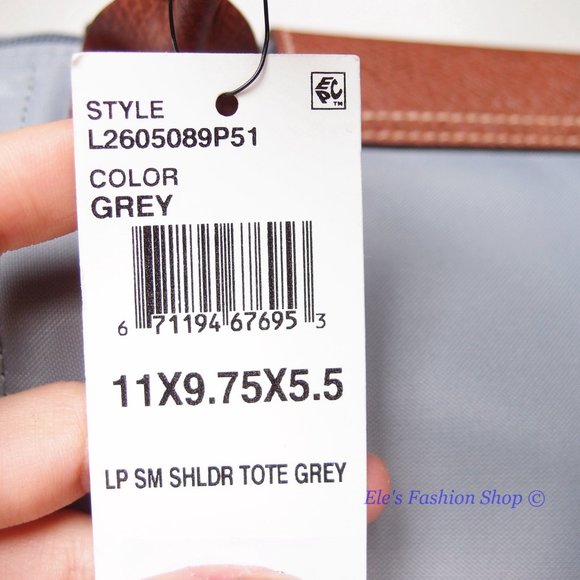 ❤️ NWT LONGCHAMP Le Pliage Small Medium Nylon Shoulder Tote GRAY 100% AUTHENTIC - Picture 13 of 16